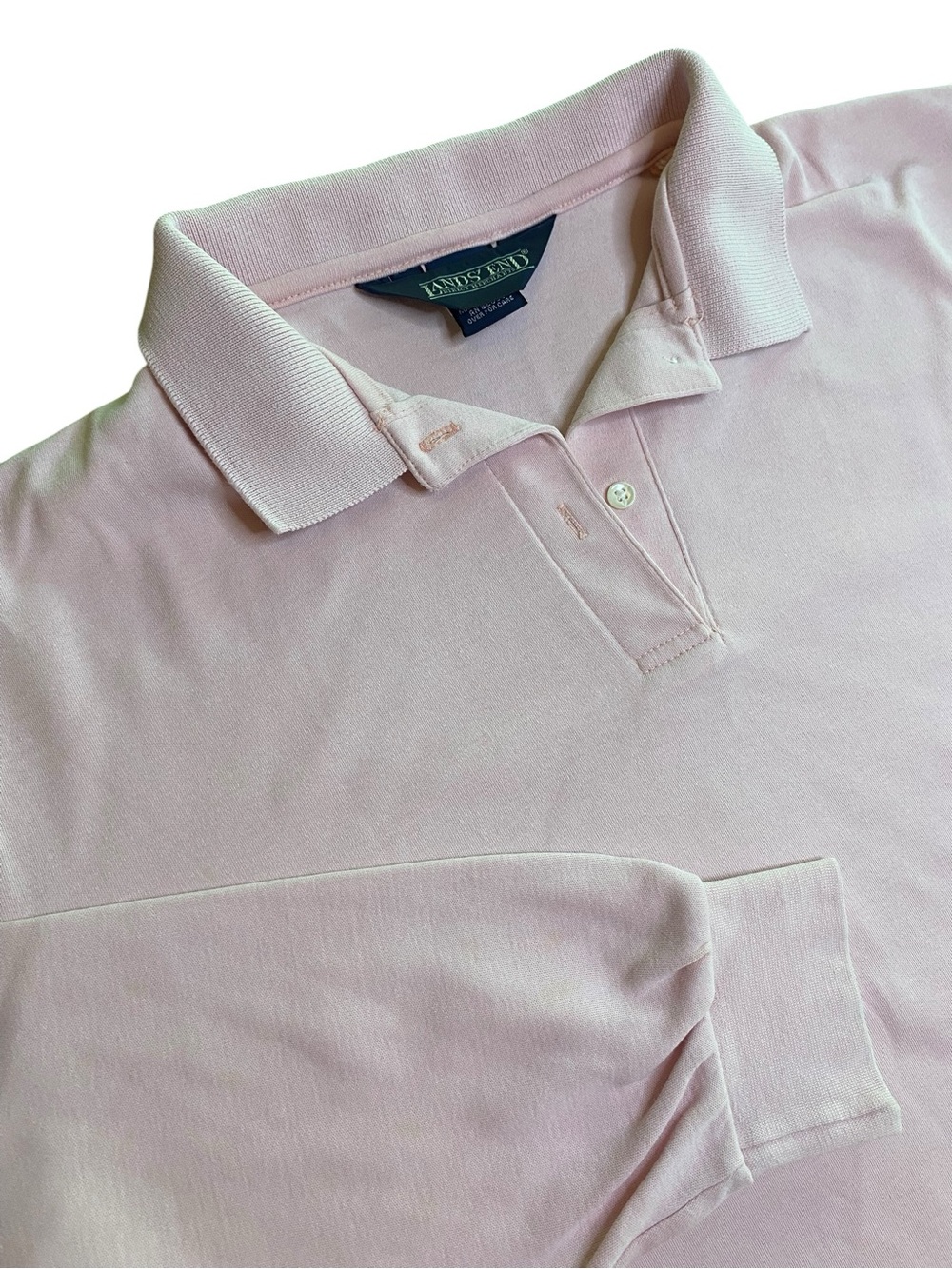 Land’s End Long Sleeve Polo Women’s L 90s Mom Travel Casual Office Pastel Preppy